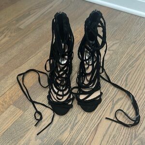 Steve Madden Black Stiletto Heels with Lace-Up Design